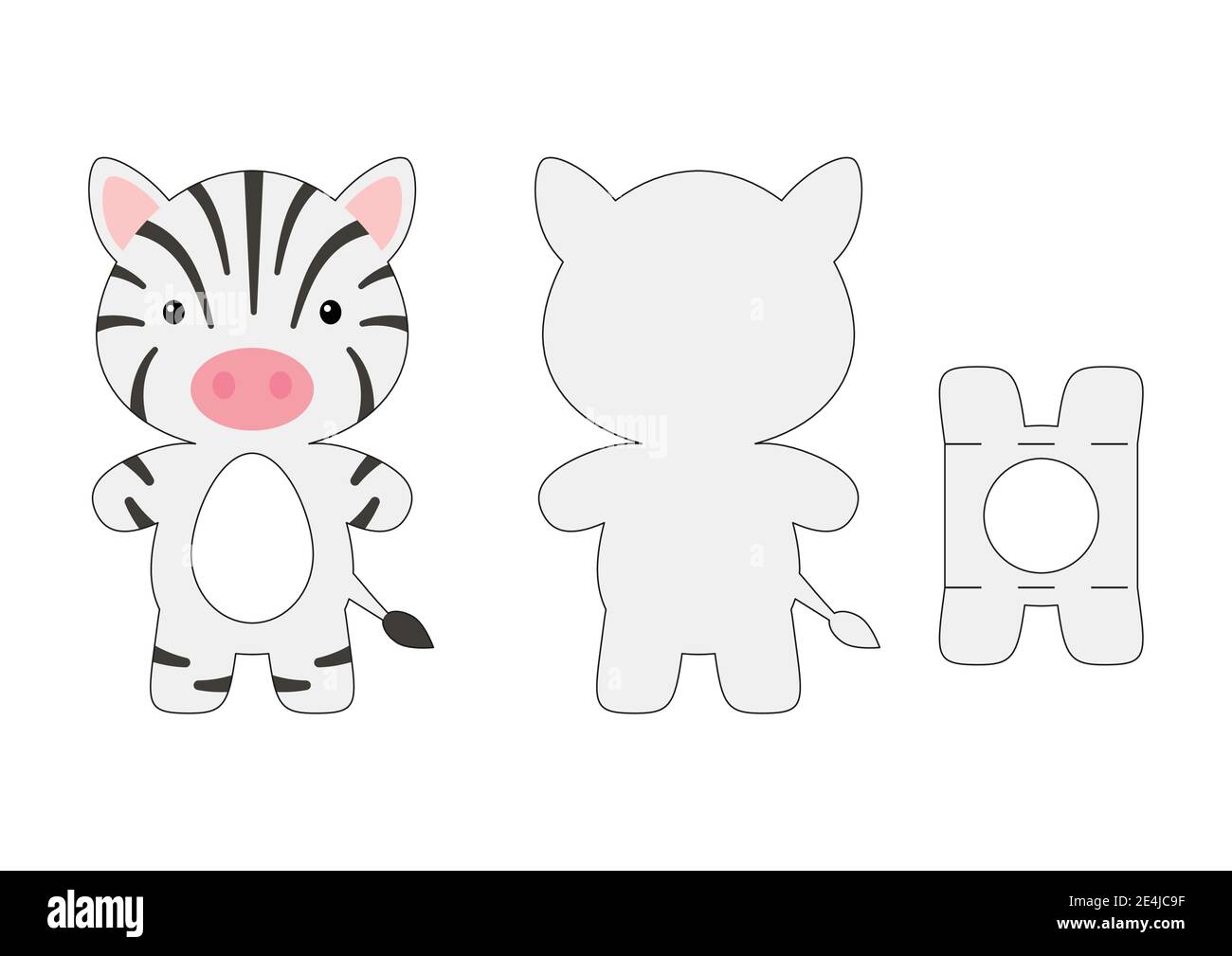 Cute die cut zebra chocolate egg holder template. Retail paper box for ...