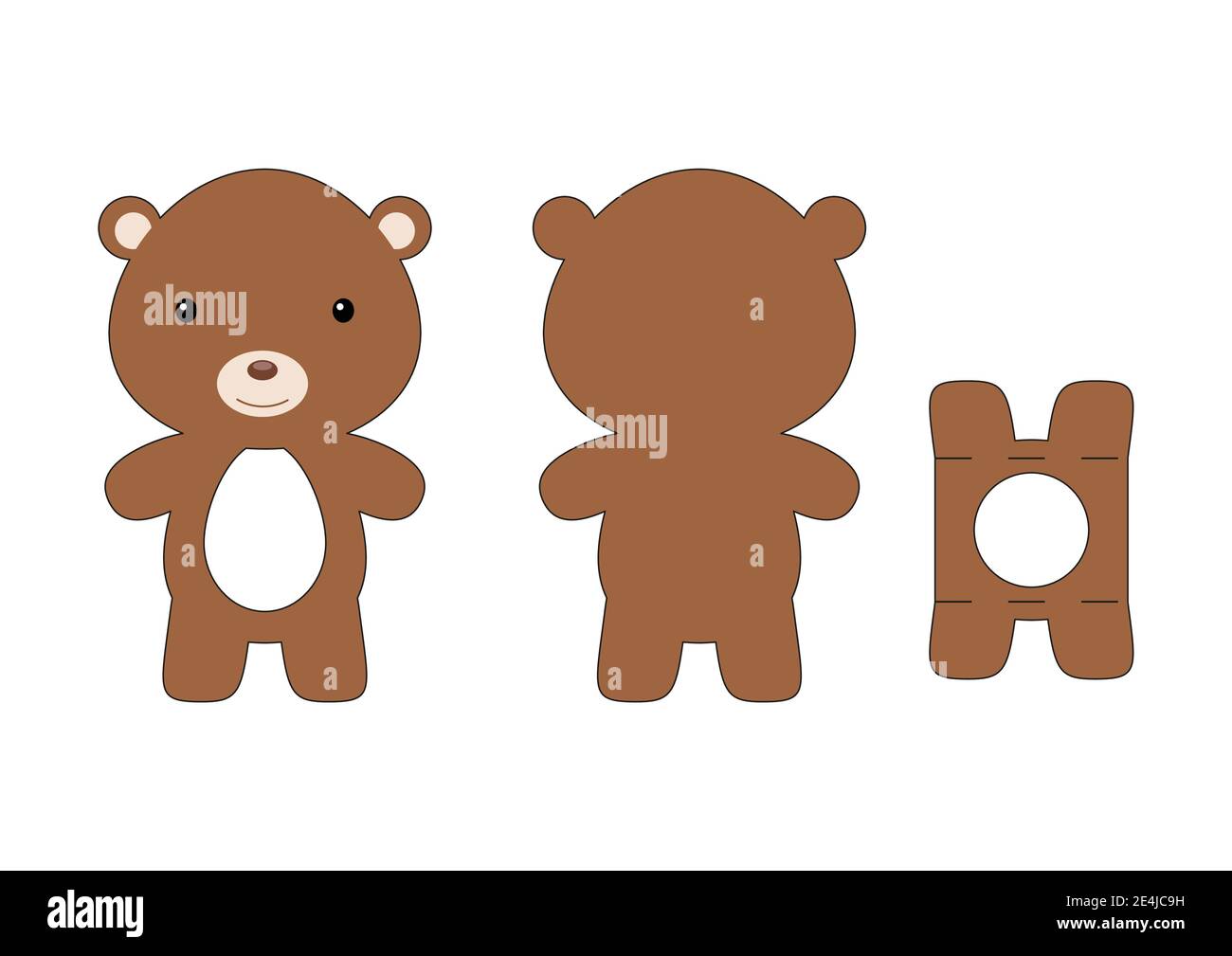 Cute die cut bear chocolate egg holder template. Retail paper box for ...