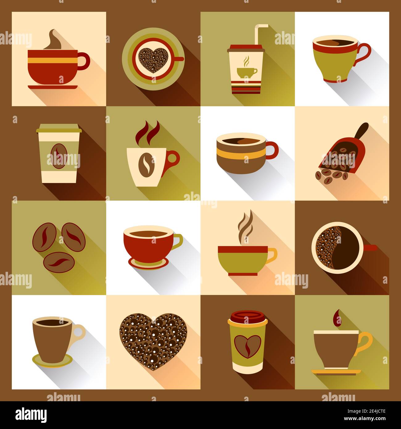 Coffee Cup Icons Set With Cafe Mugs Hot Drink Morning Beverage Isolated