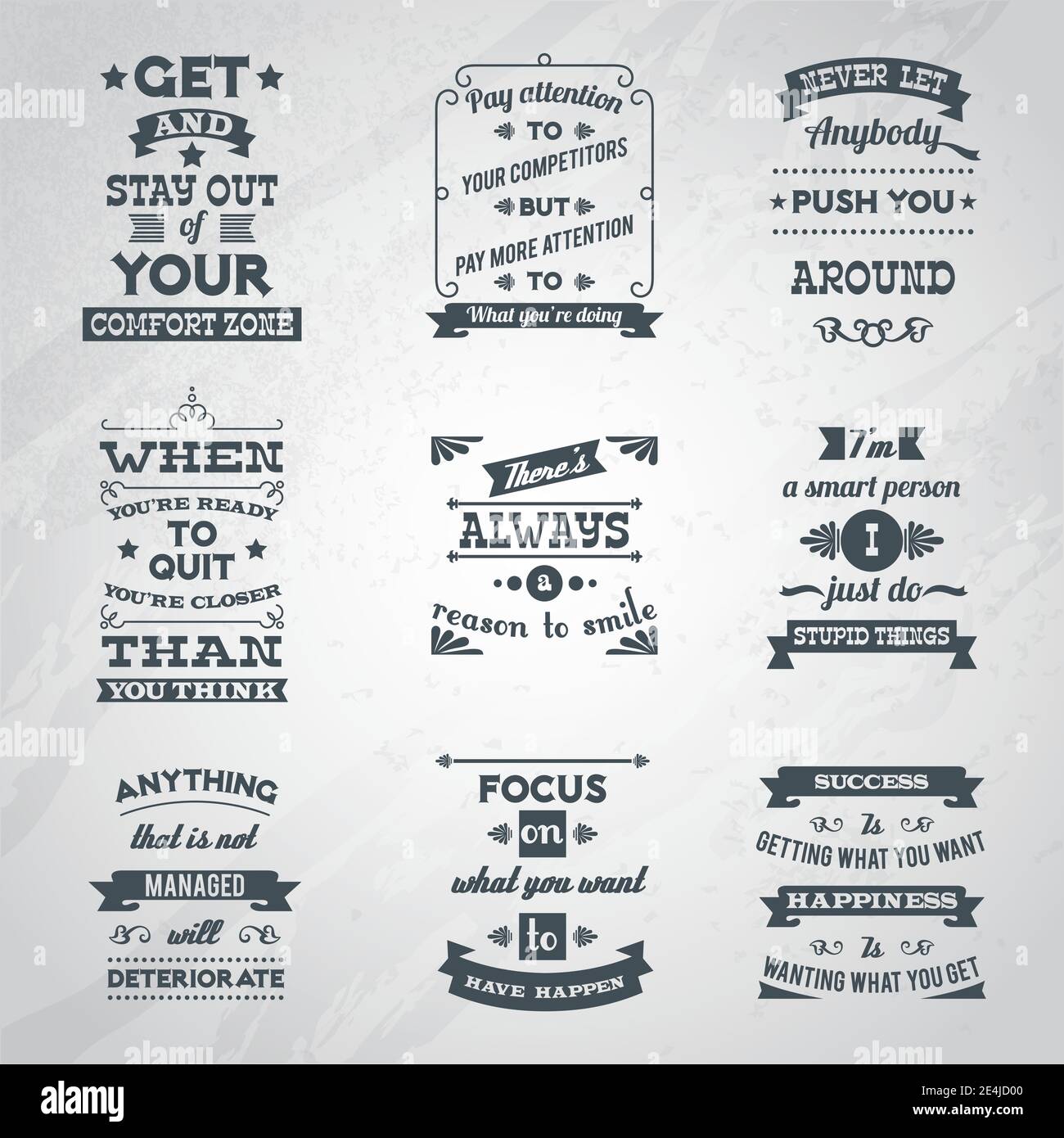 Success motivational and inspirational quotes black labels set isolated