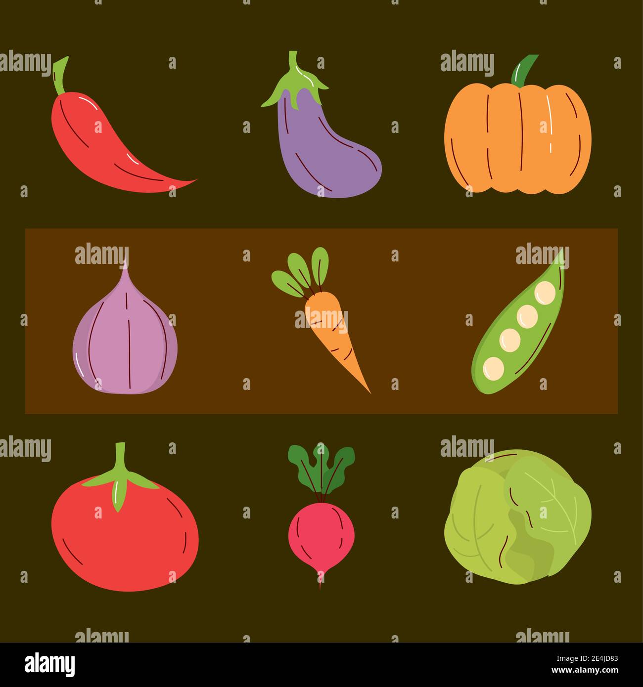 Vegetables icon set design, food organic and healthy theme Vector ...
