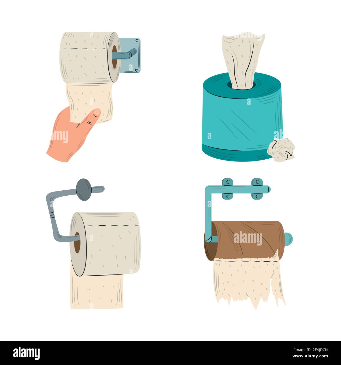 toilet paper rolls in holder and tissue box collection vector