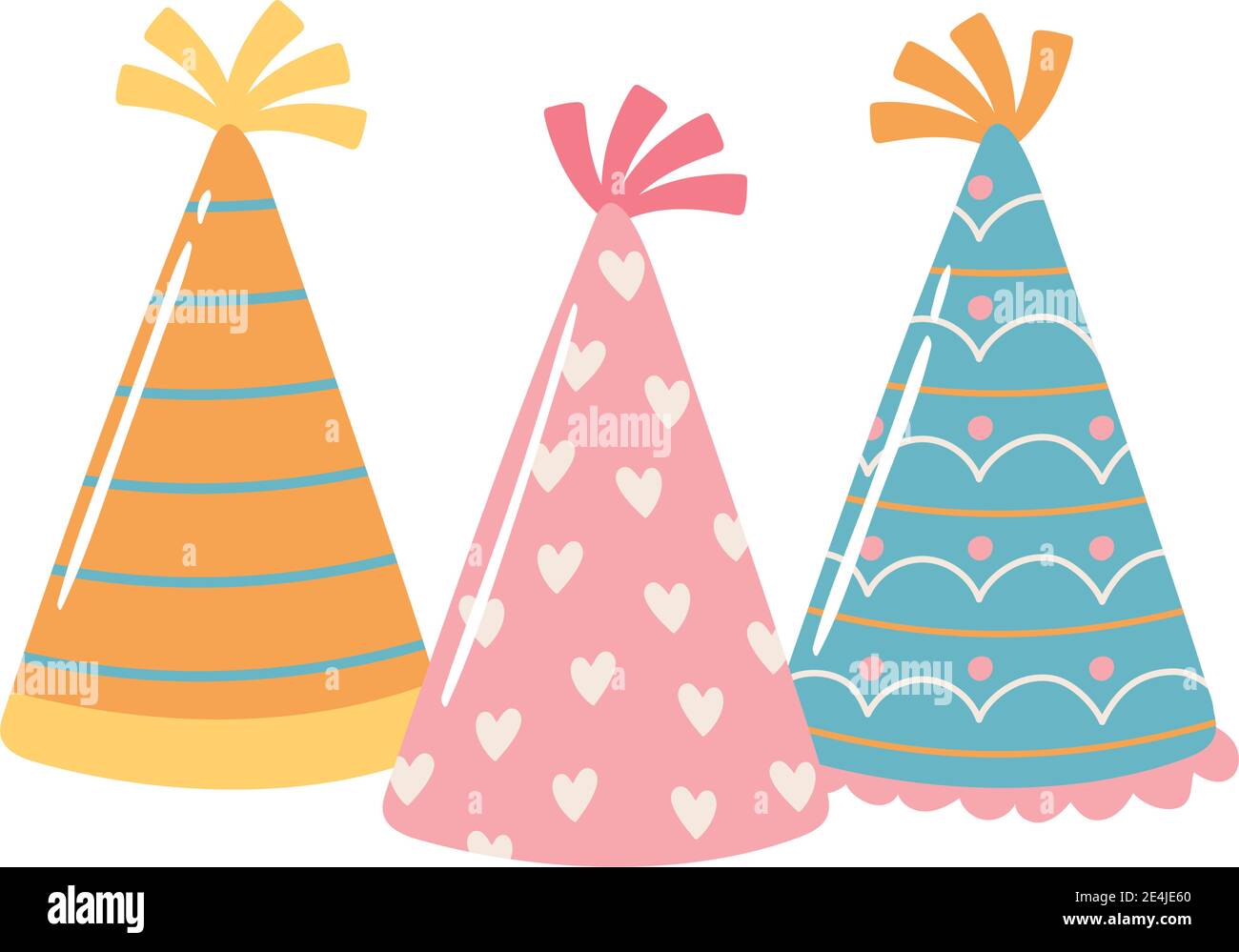 happy birthday party hats celebration cartoon vector illustration Stock  Vector Image & Art - Alamy