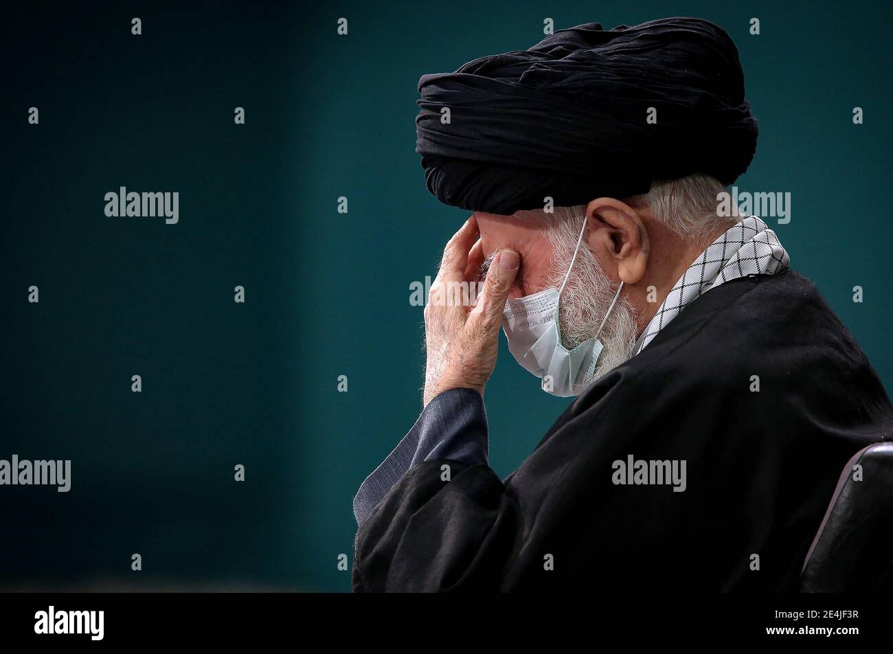 Iran's supreme Leader Ayatollah Seyed Ali Khamenei, sitting next to ...