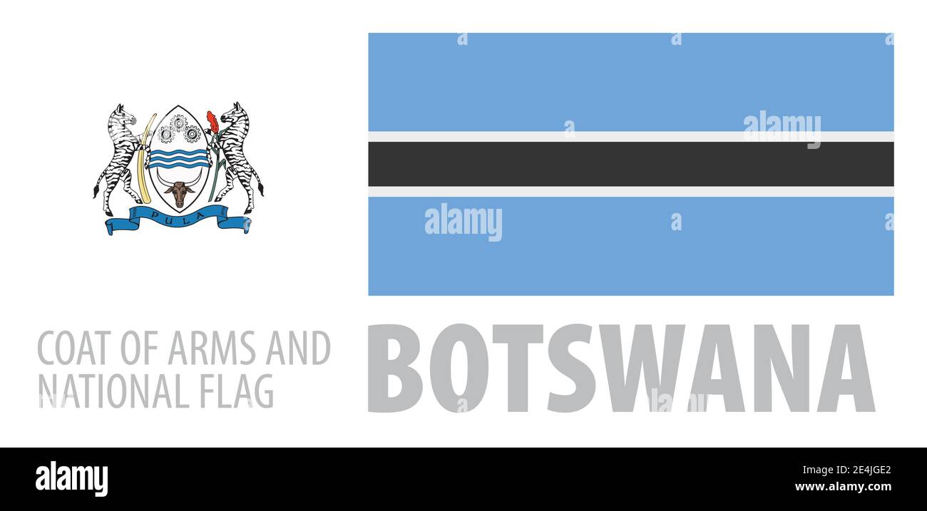 Vector set of the coat of arms and national flag of Botswana Stock