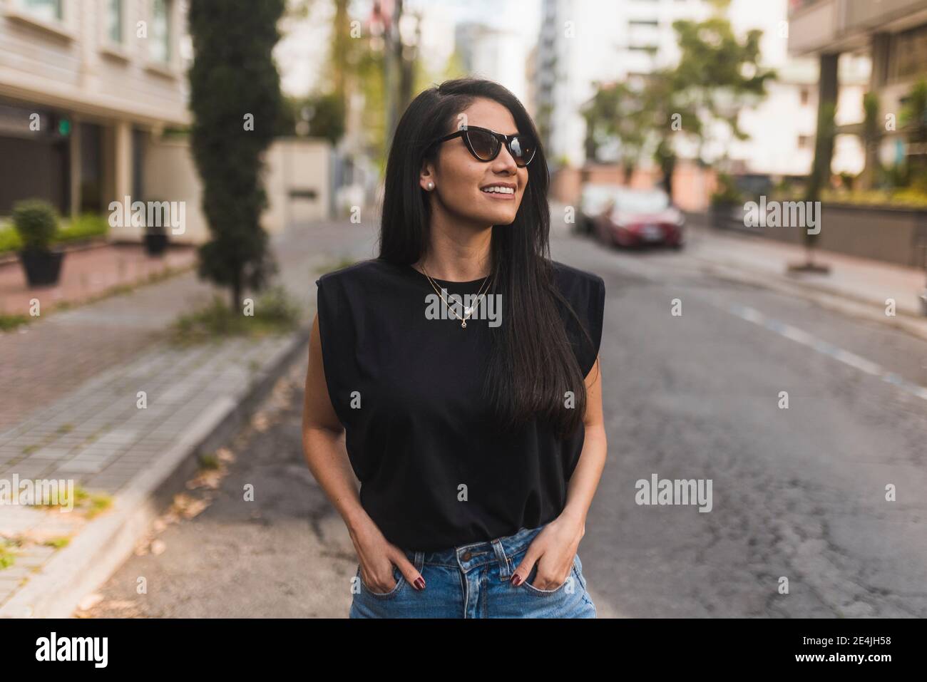Pensive woman in street hi-res stock photography and images - Alamy