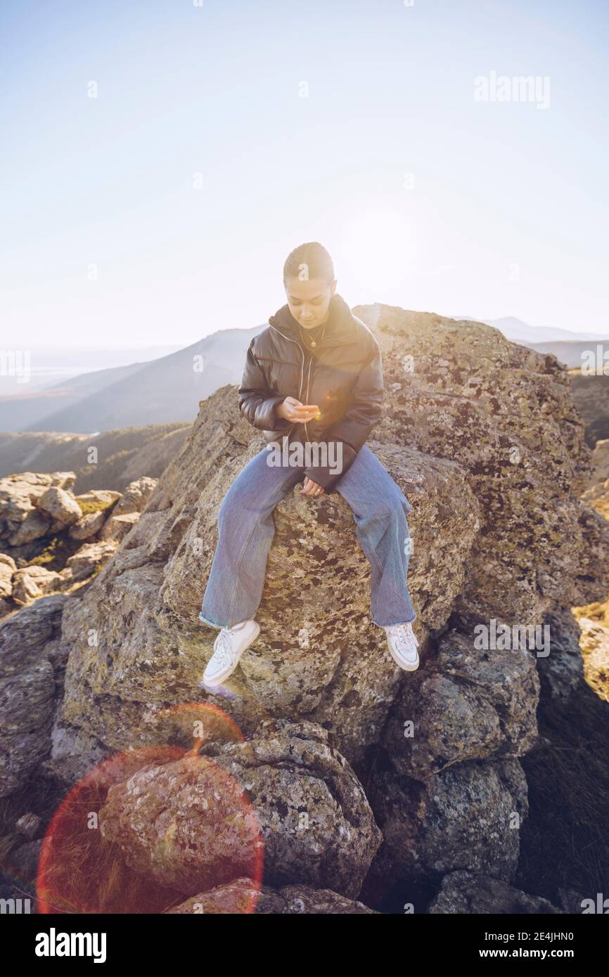 Female hiker using smart hi-res stock photography and images - Alamy