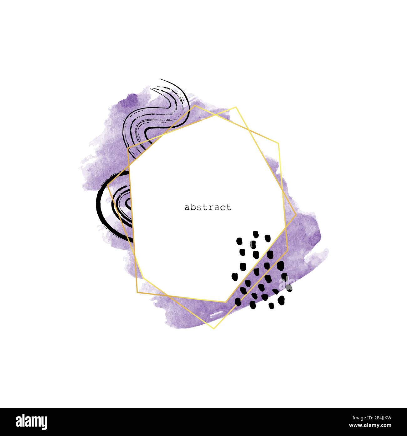 Hand drawn abstract polygonal golden frame. Minimal geometric card with ...
