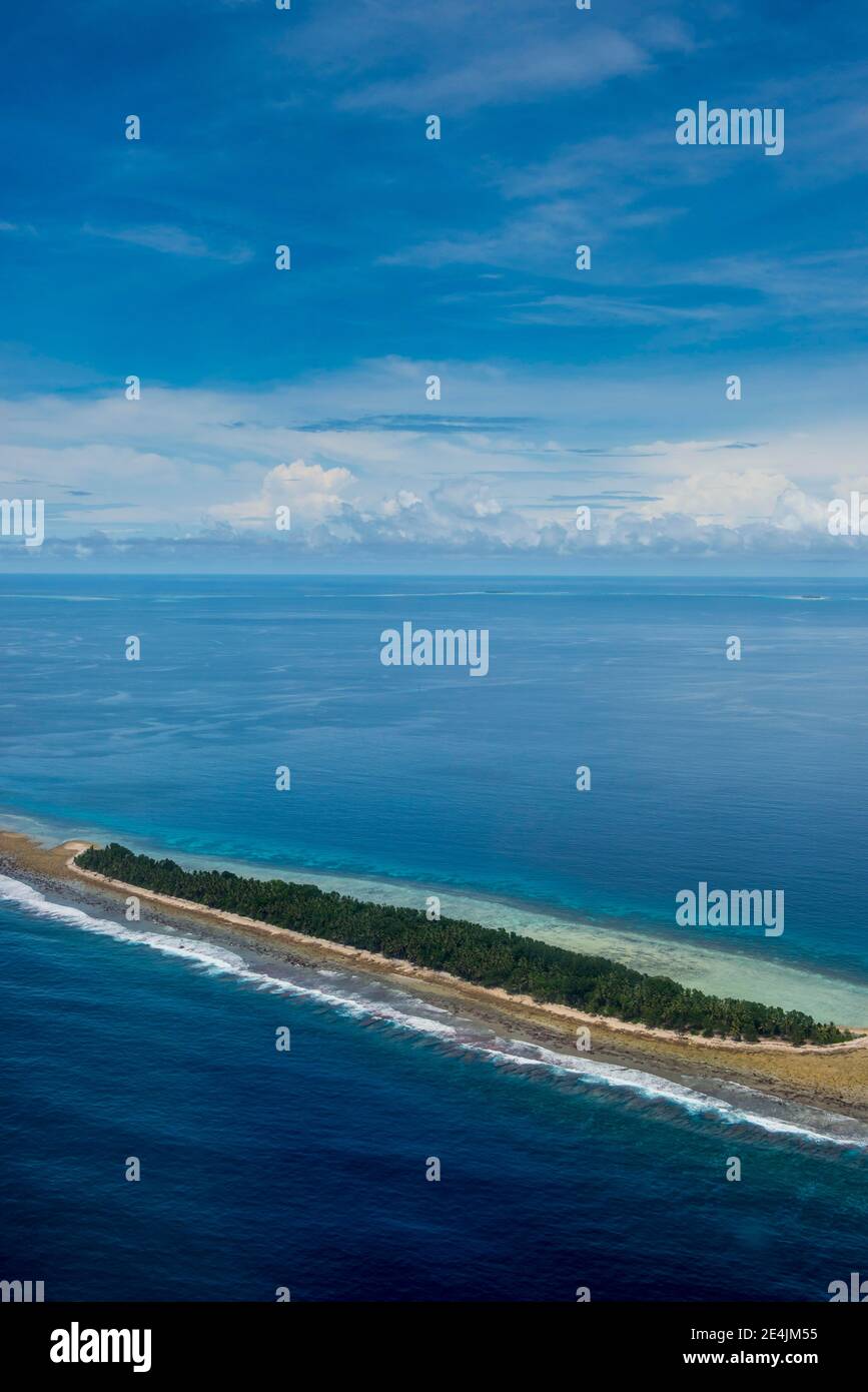 Aerial view, atoll, Tuvalu, South Pacific Stock Photo