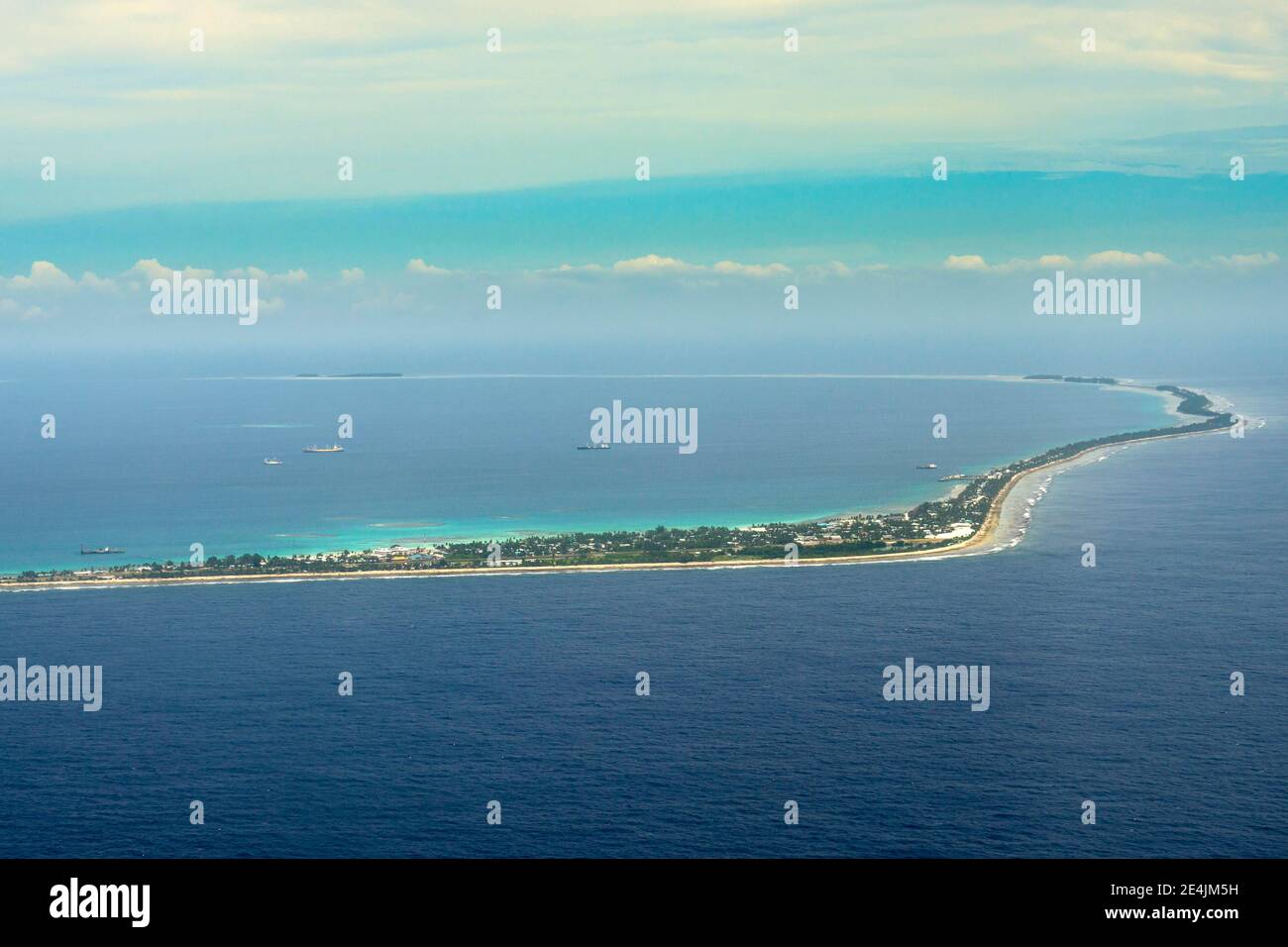 Aerial view, atoll, Tuvalu, South Pacific Stock Photo