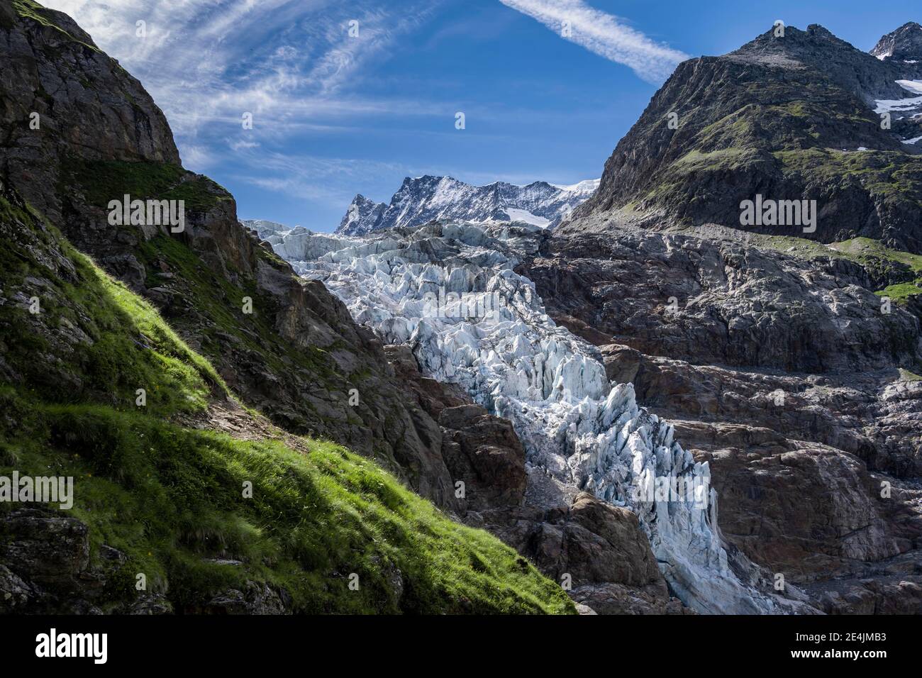 High alpine mountain landscape, Lower Arctic Ocean, glacier tongue, Bernese Oberland, Switzerland Stock Photo