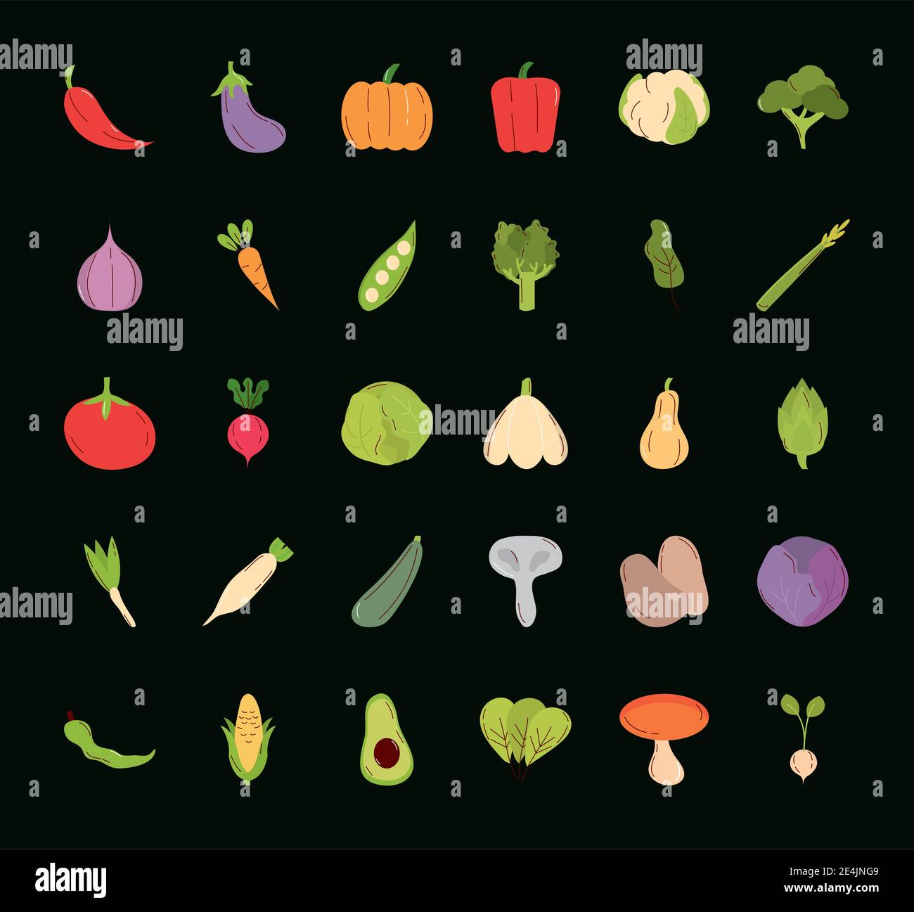 Vegetables icon bundle design, food organic and healthy theme Vector ...