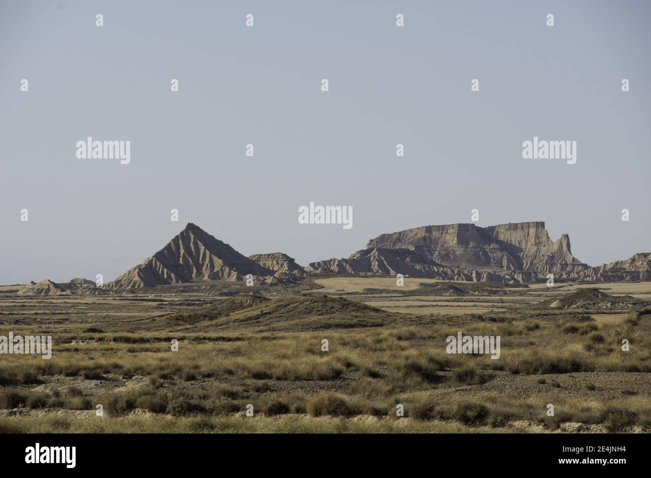 A landscape of Bardenas Reales natural park in Navarra, Spain with an ...