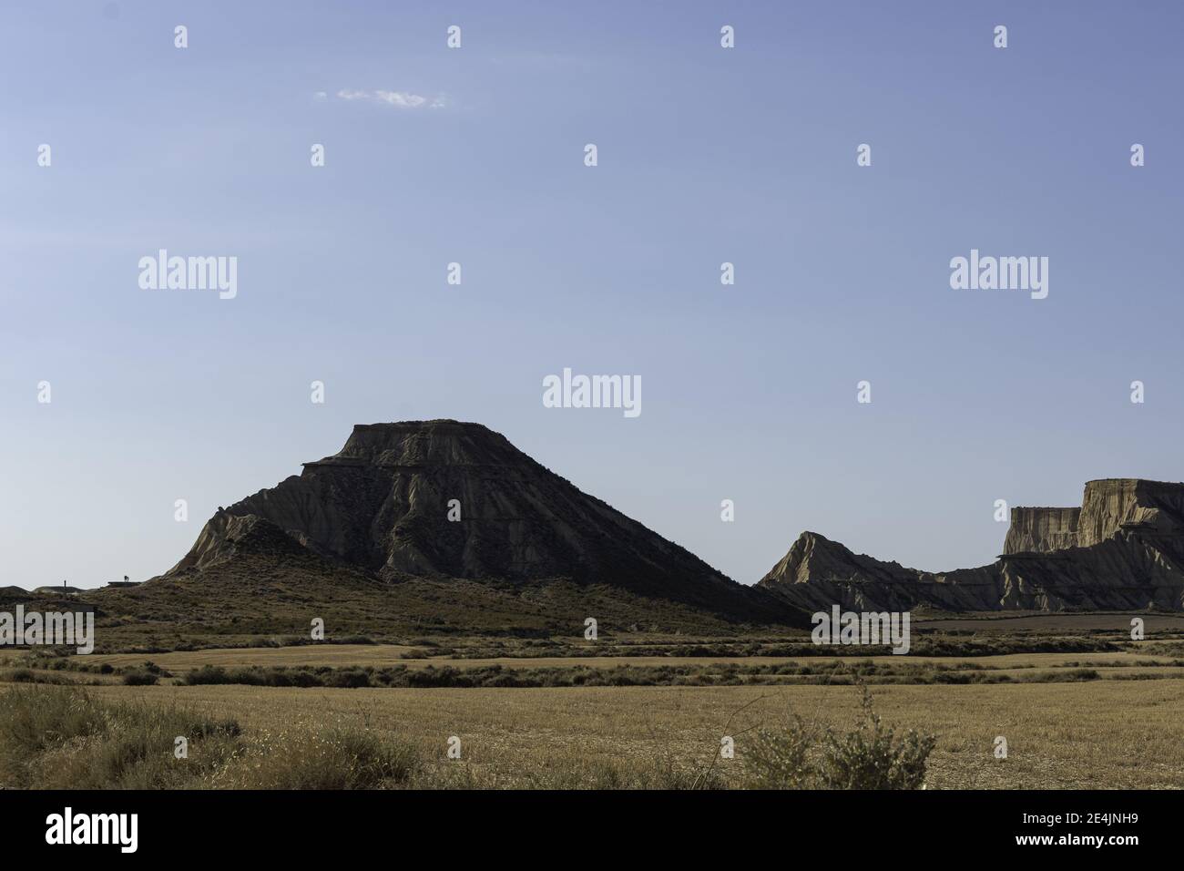 A landscape of Bardenas Reales natural park in Navarra, Spain with an ...