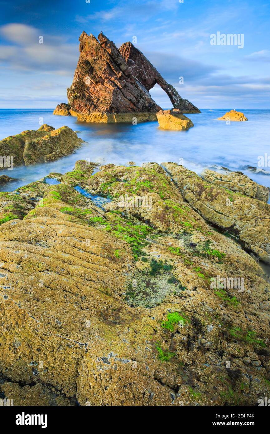 Bow Fiddle Rock, rock arch on Scottish coast, Scotland, Great Britain Stock Photo