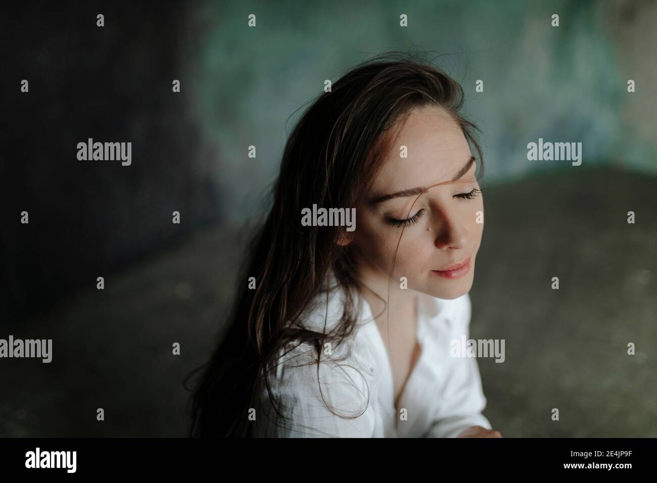 Close-up of beautiful woman with eyes closed Stock Photo