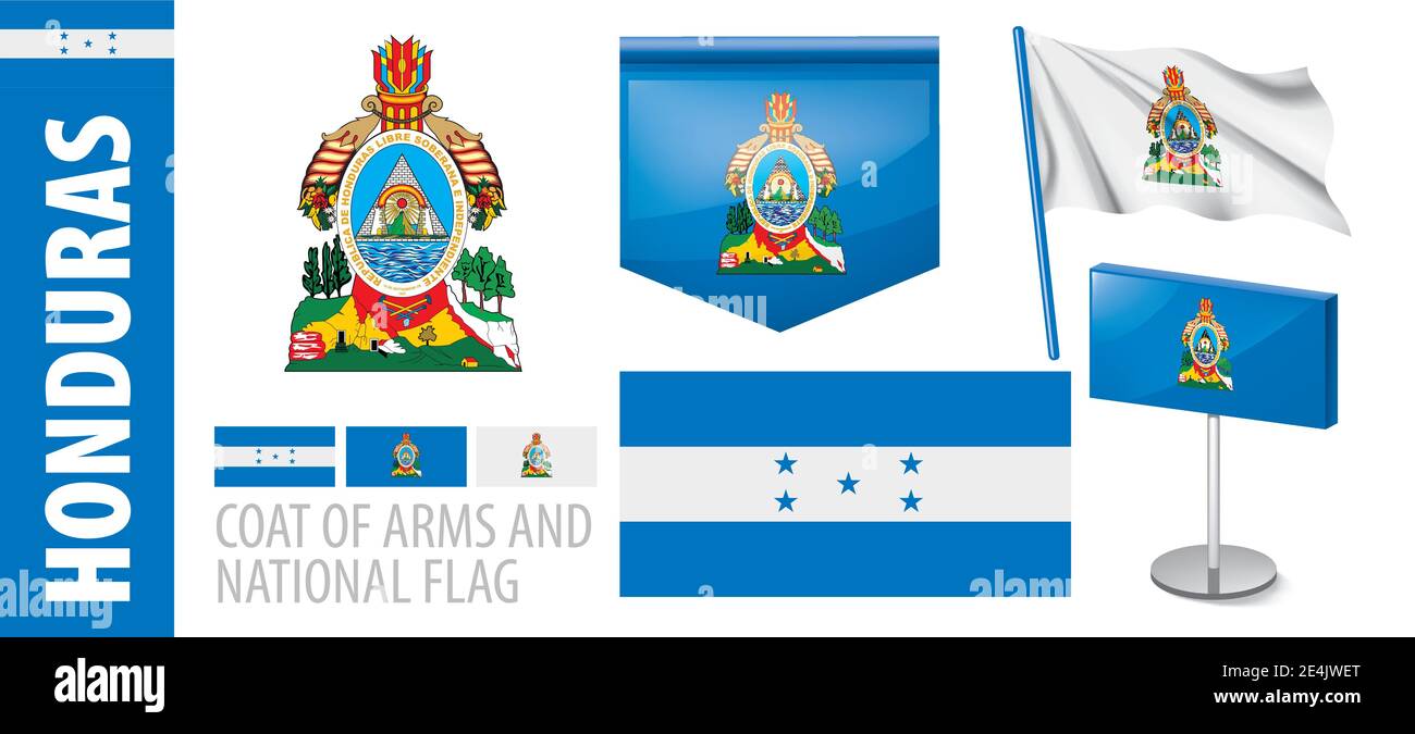 Vector set of the coat of arms and national flag of Honduras Stock Vector Image & Art Alamy
