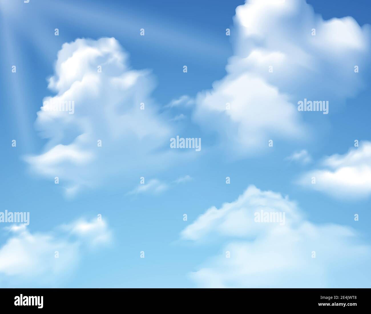 Blue bright summer sky with clouds realistic background vector ...