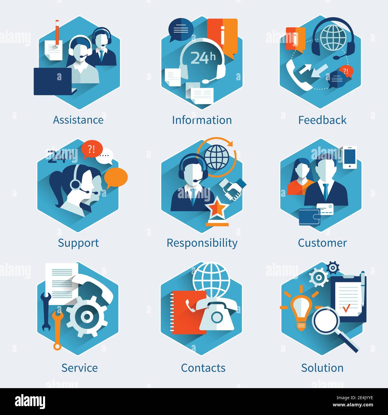 Customer service concept set with assistance information feedback ...