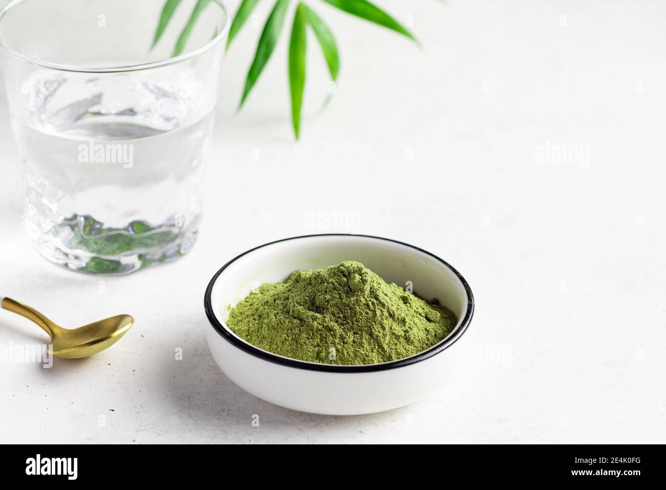 Green superfood powder for making energy drink. detox food supplement