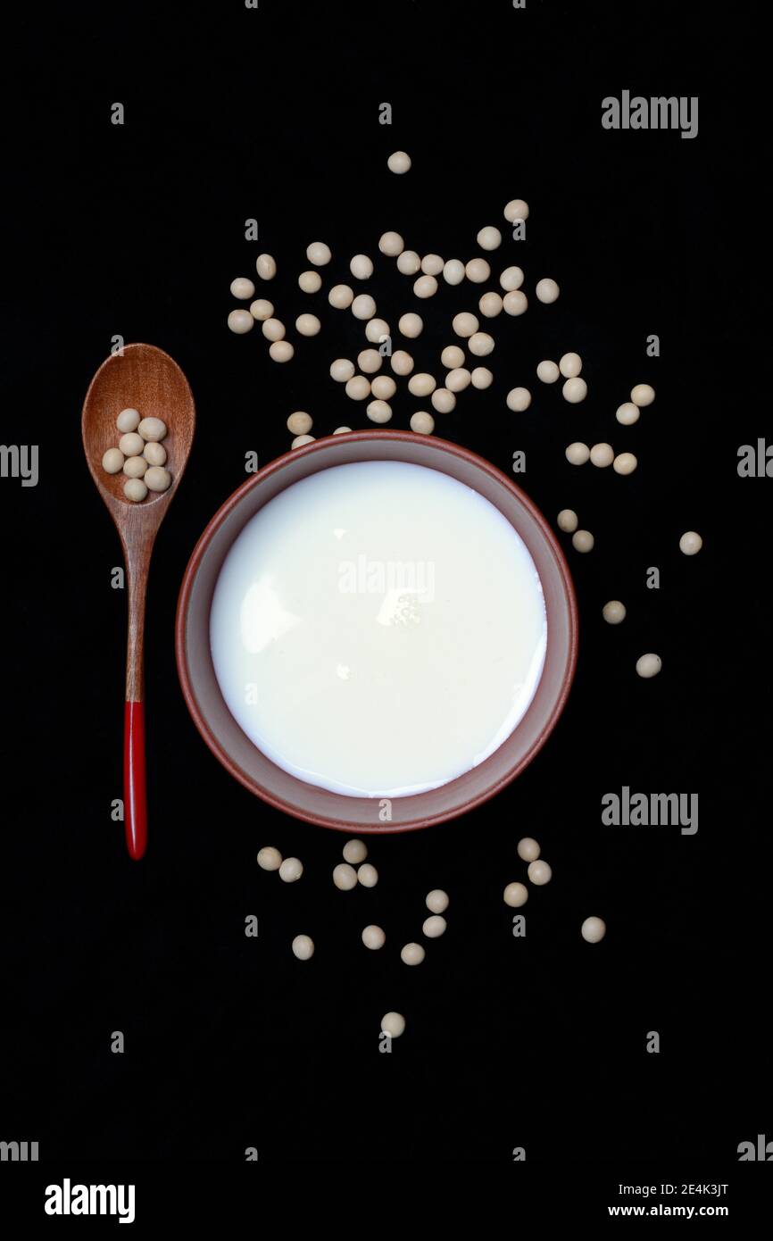 Soya, soya milk in shell and soya beans Stock Photo Alamy