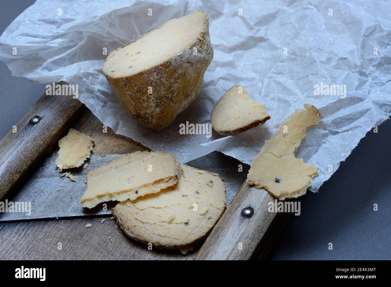 Cheese Belper tuber, Swiss truffle, Swiss truffle, sliced, Switzerland Stock Photo