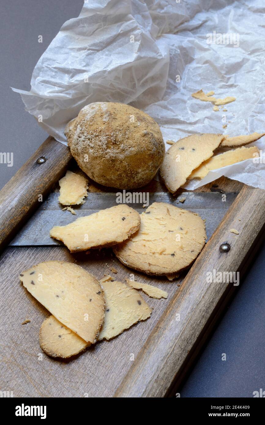 Cheese Belper tuber, Swiss truffle, Swiss truffle, sliced, Switzerland Stock Photo