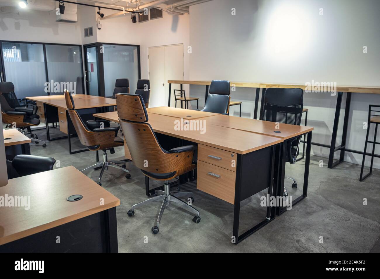 Interior of empty modern office and coworking space temporarily closed and  policy for employees to work from home during pandemic of Covid-19, Coronav  Stock Photo - Alamy