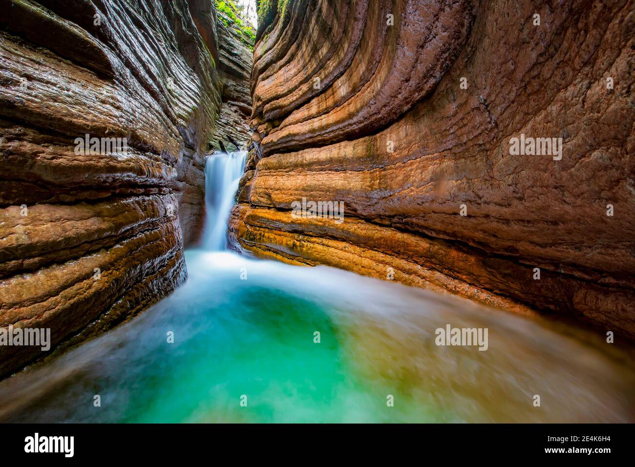 Long exposure of Taugl river flowing in Red Canyon, Austria Stock Photo