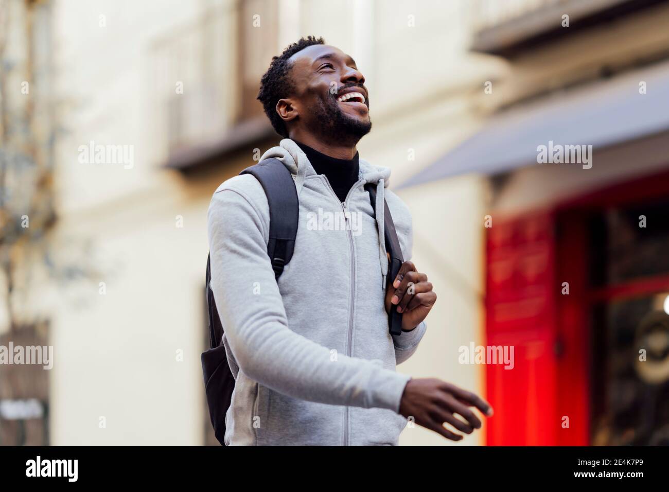 Walking and smiling outdoors hi-res stock photography and images - Alamy