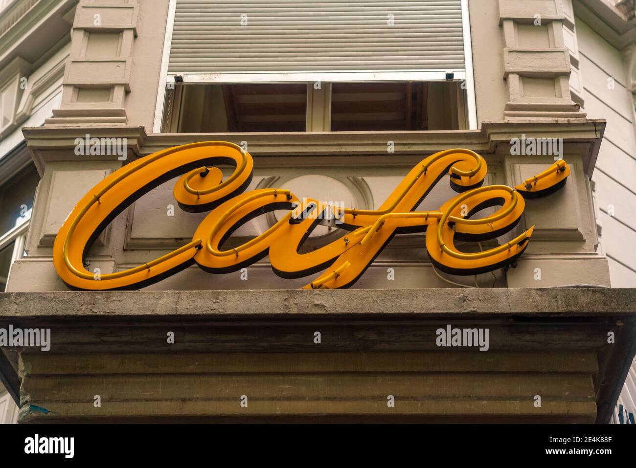 Switzerland, Zurich, Vintage Cafe neon sign on building Stock Photo - Alamy