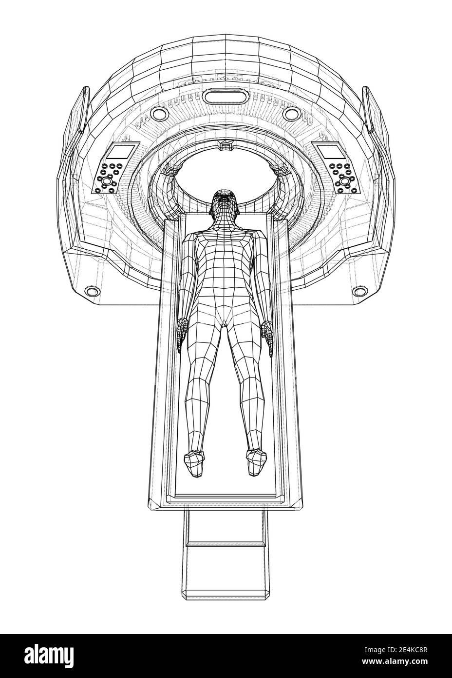 MRI machine scanning patient inside. Vector Stock Vector