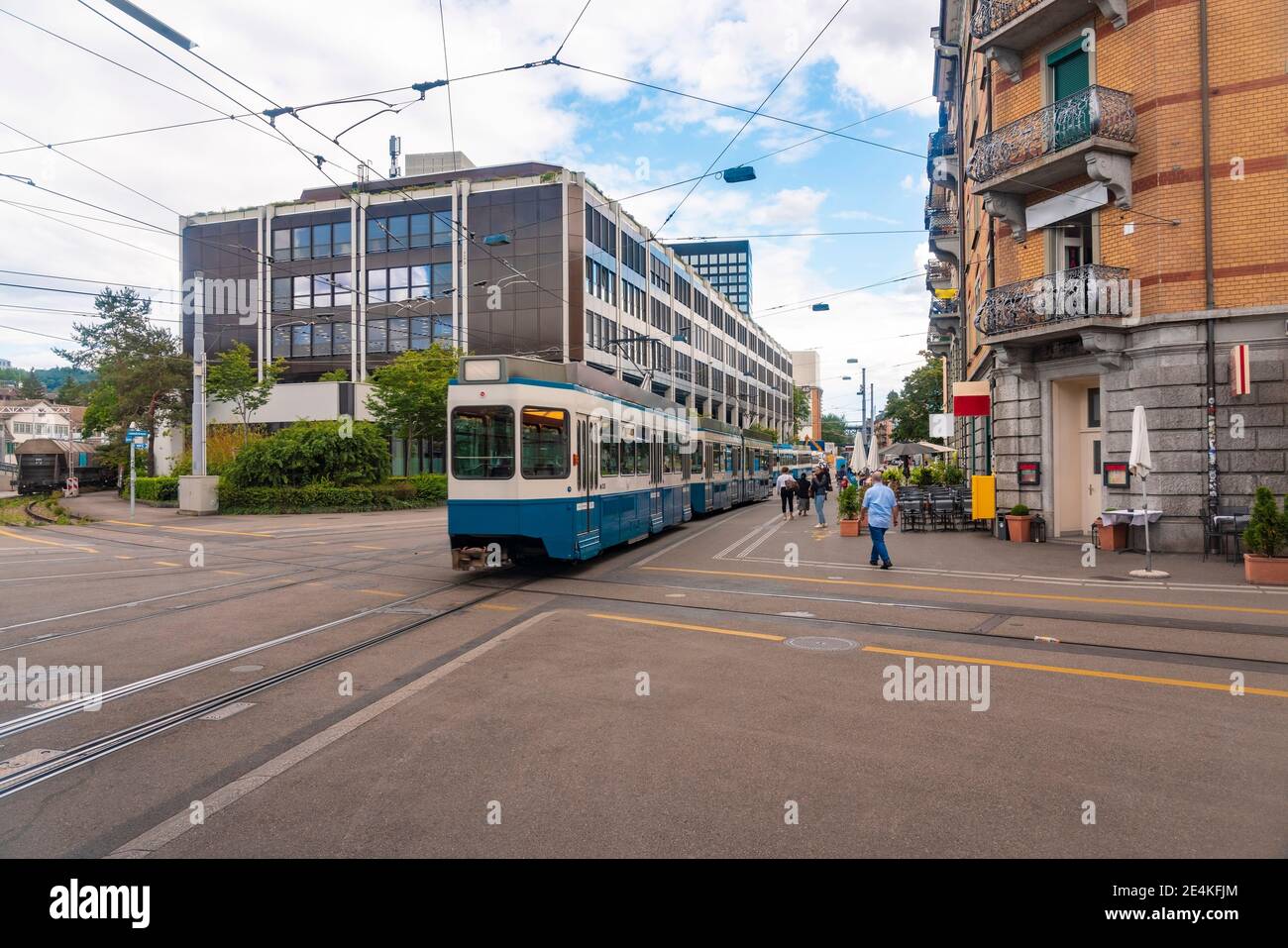 Switzerland, Zurich, Tram and buildings at Escher Wyss square Stock Photo