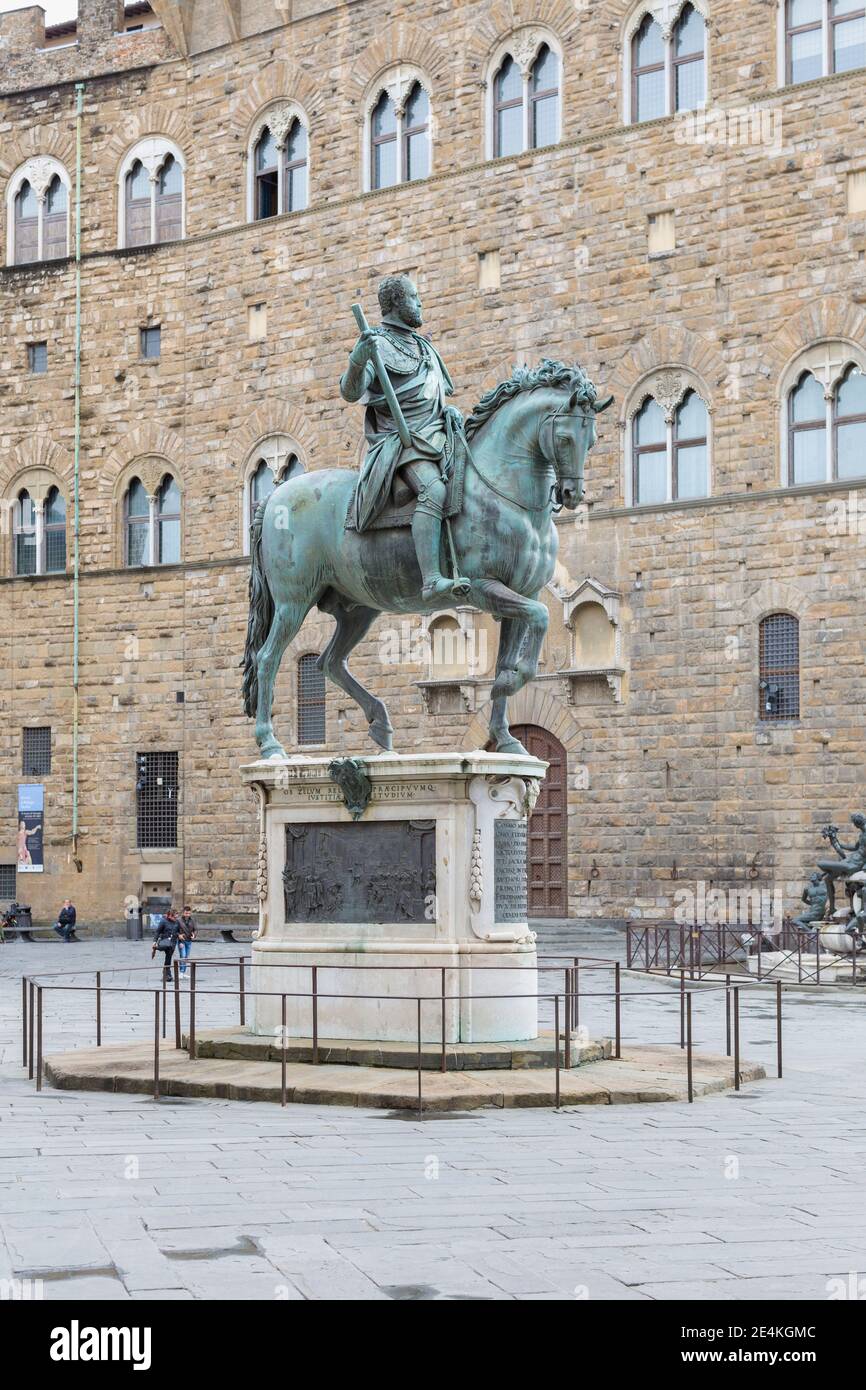 Equestrian statue of Cosimo de' Medici, Florence, Italy Stock Photo