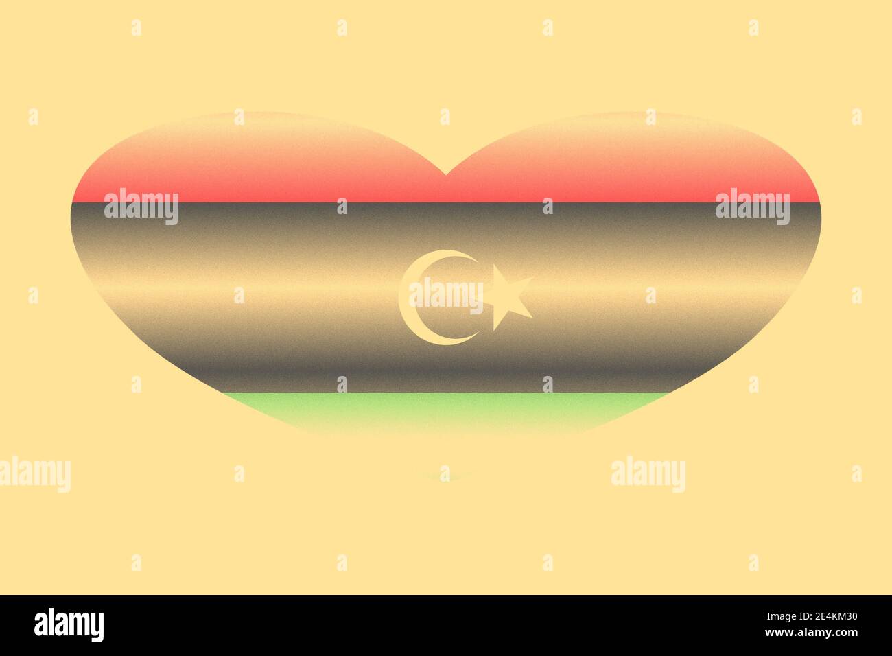 Abstract flag of Libya in grunge heart shaped. Pastel background. Grain ...
