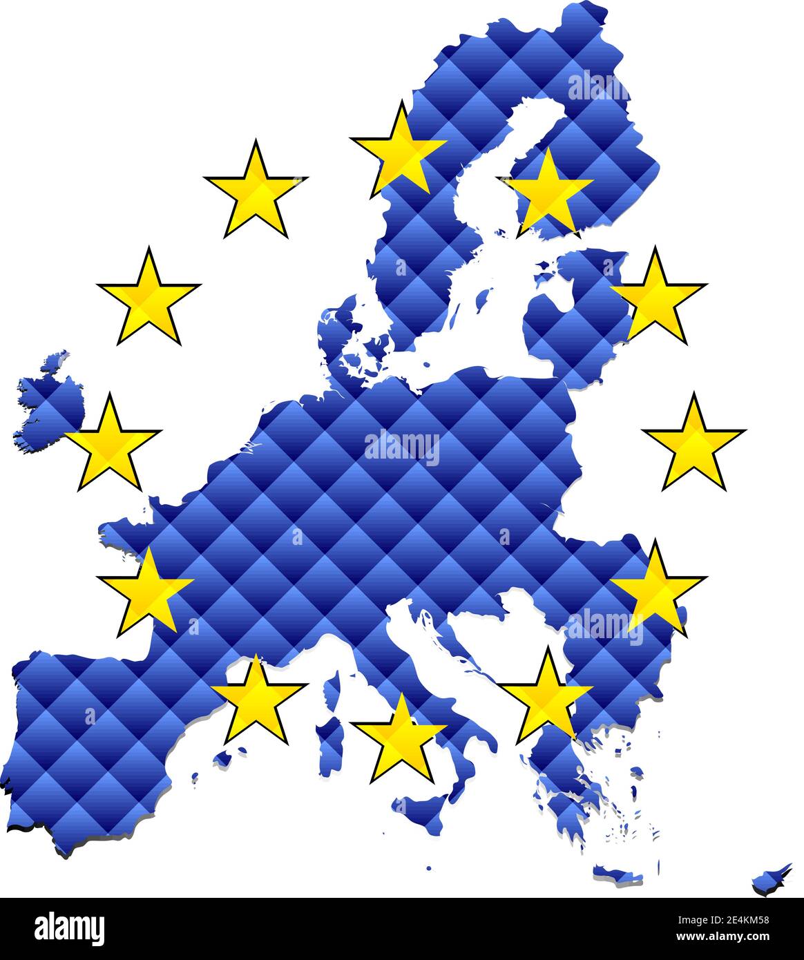 Mosaic Map Of The European Union - Illustration, Three Dimensional Map ...