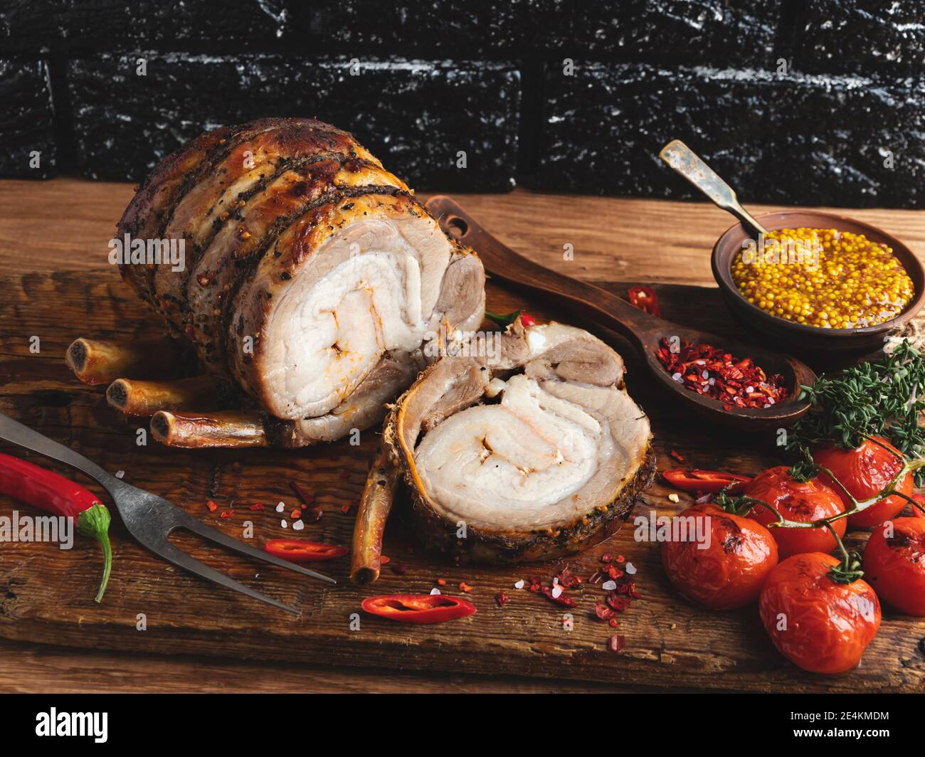 Rolled meat, cooking, cut roast beef Rump, pork, lamb, meat roll, spices, close Stock Photo Alamy