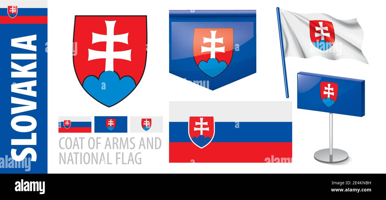 Vector set of the coat of arms and national flag of Slovakia Stock Vector  Image & Art - Alamy