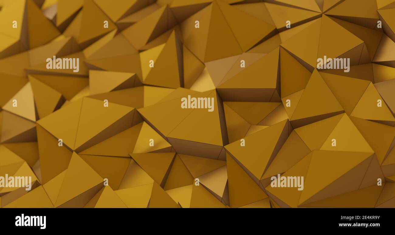 Abstract gold geometric shapes background for presentation design. 3d illustration, 3d rendering Stock Photo