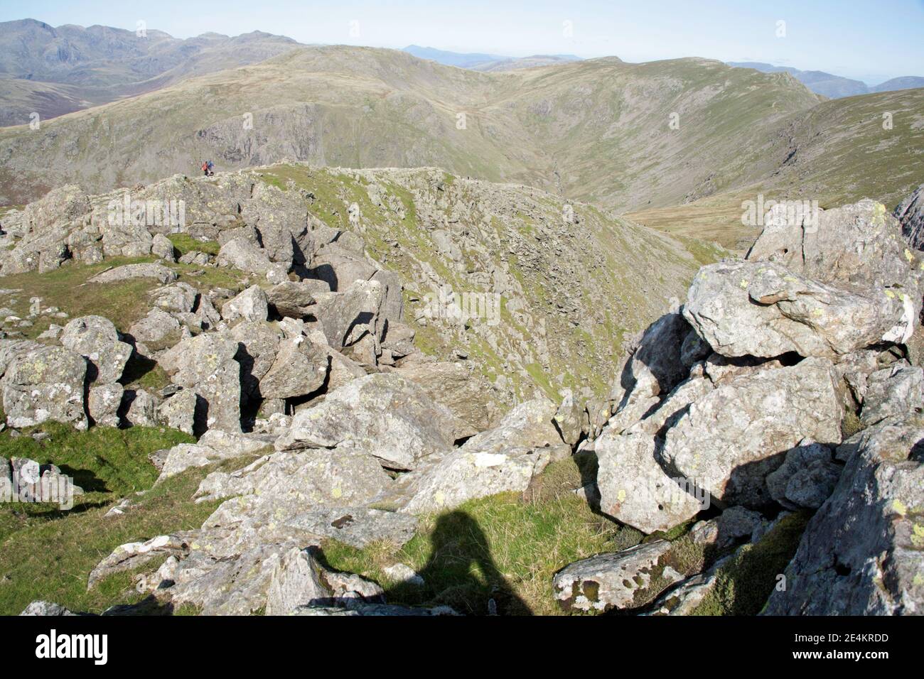 The ridge leading from the Old Man of Coniston toward Swirl How viewed from Dow Crag The Lake District Coniston Cumbria England Stock Photo