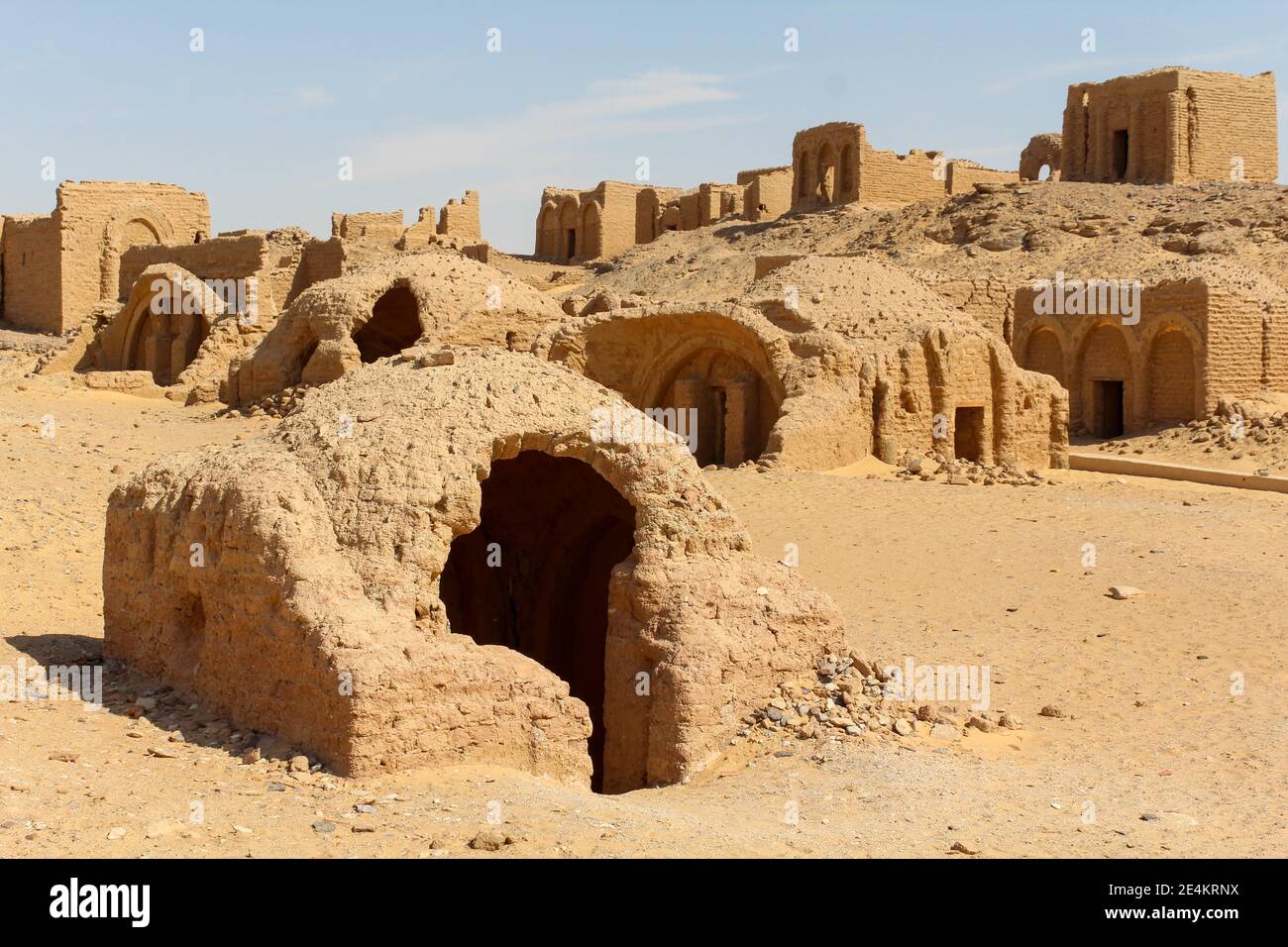 Ancient christian necropolis of Al Bagawat, old empty graves, Egypt Stock Photo