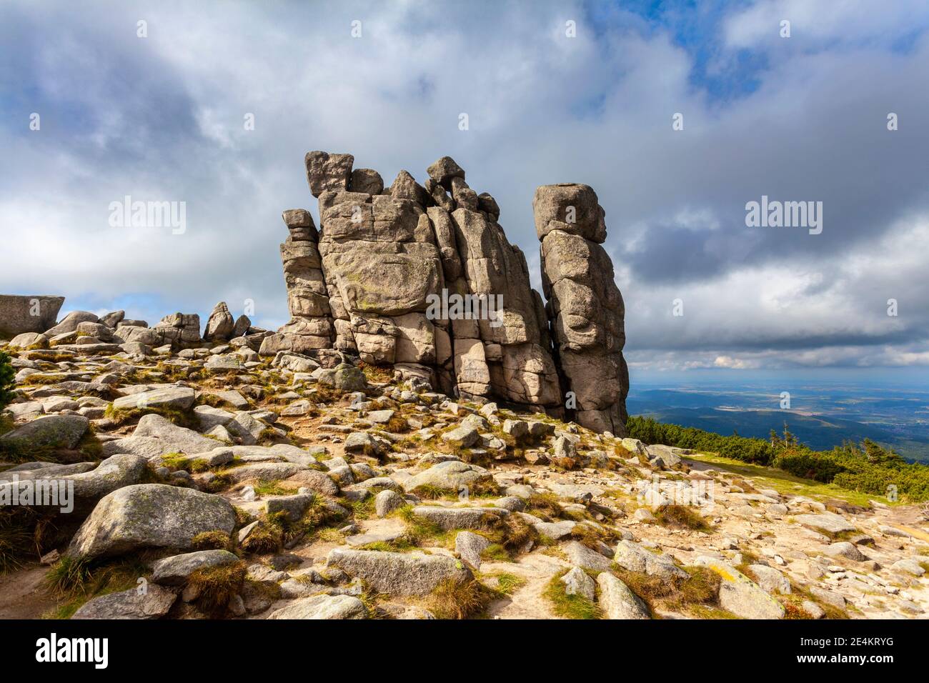 Sudetes, the Karkonosze Mountains, the group of rocks Slonecznik, Poland Stock Photo