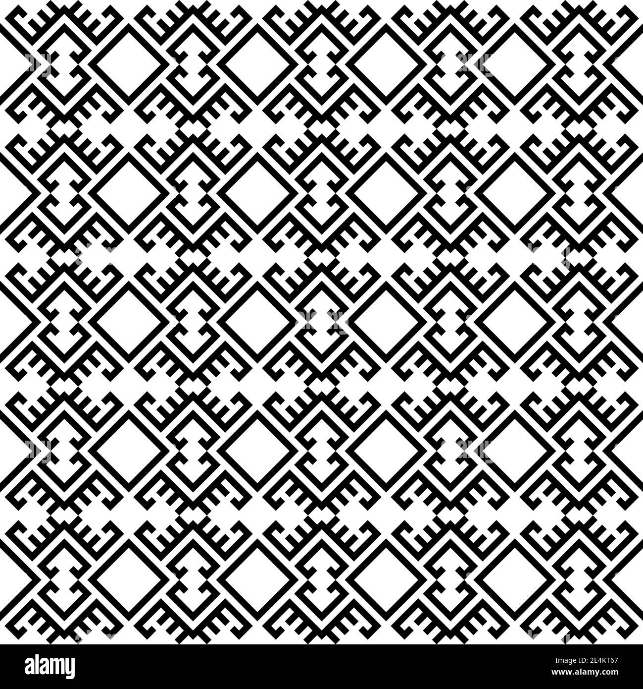 Ethnic Aztec Pattern Illustration Design in black and white color. design For Background, Frame, Border or Decoration. Ikat, geometric pattern, native Stock Photo