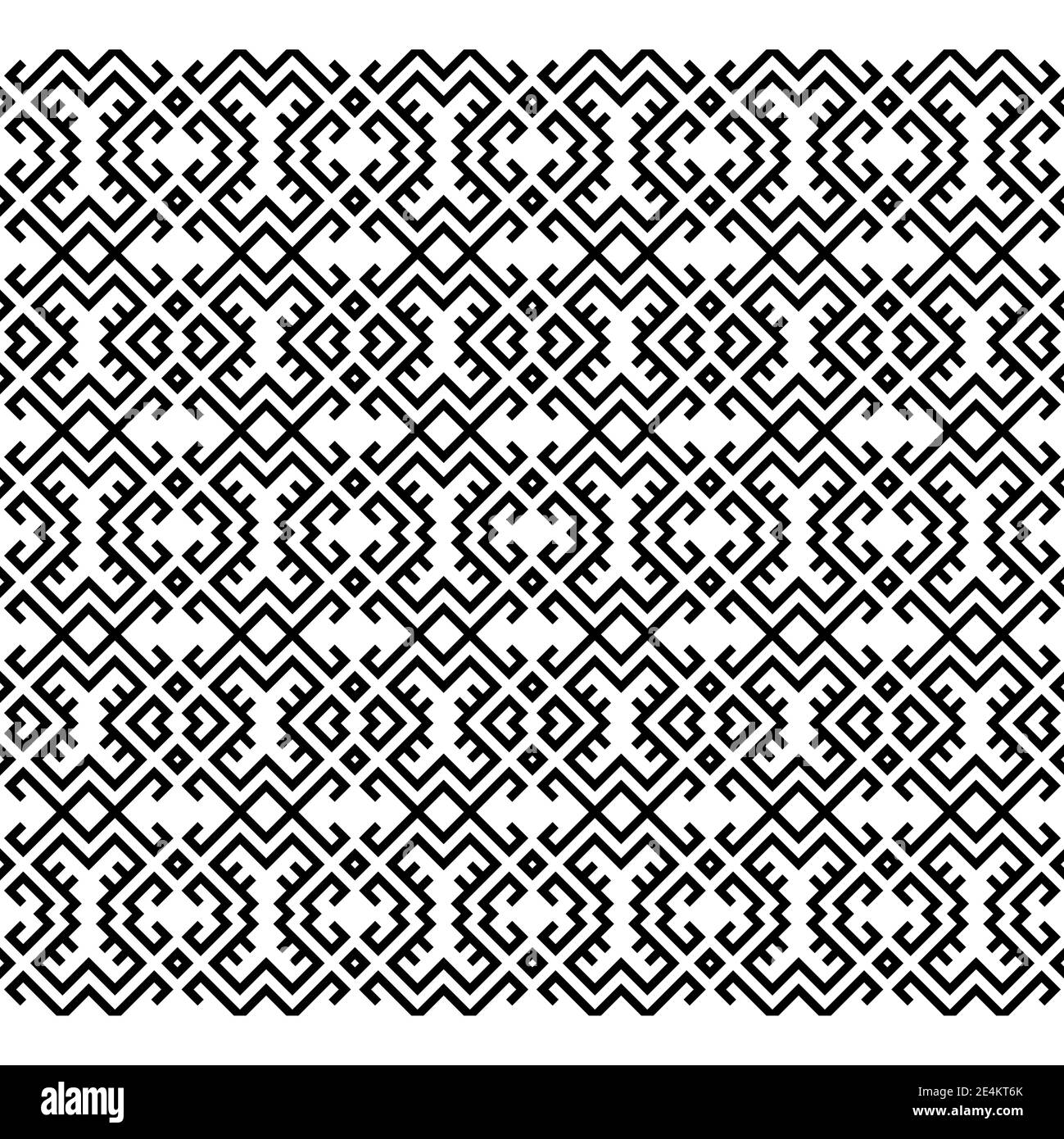 Ethnic Aztec Pattern Illustration Design in black and white color. design For Background, Frame, Border or Decoration. Ikat, geometric pattern, native Stock Photo