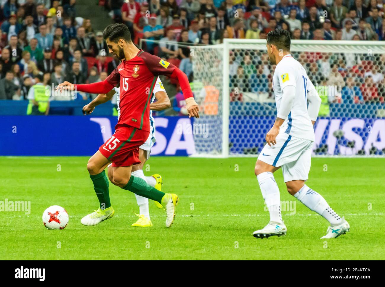 Kazan, Russia – June 28, 2017. Portugal national football team midfielder Andre Gomes in action during FIFA Confederations Cup 2017 semi-final Portuga Stock Photo