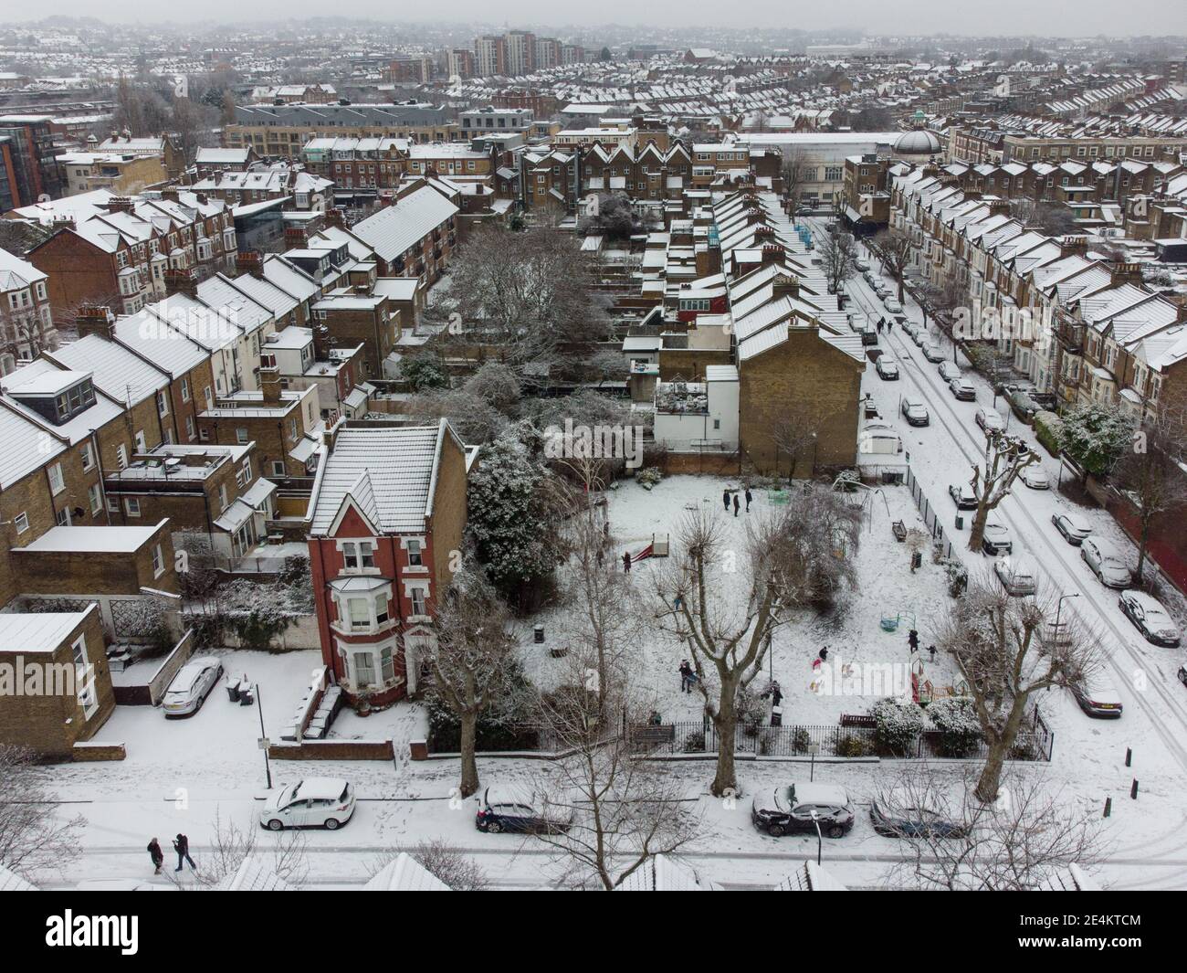 North West London Kilburn Queens Park Brondesbury covered in snow Stock