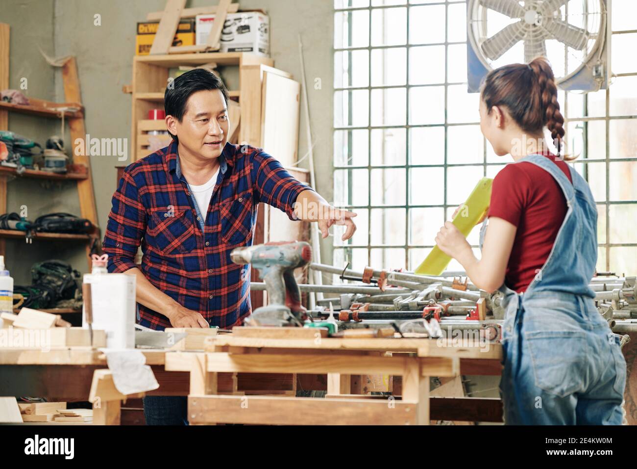 Checking furniture draft Stock Photo Alamy