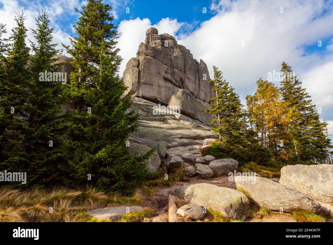 Sudetes, the Karkonosze Mountains,  the group of rocks Pilgrims, Poland Stock Photo