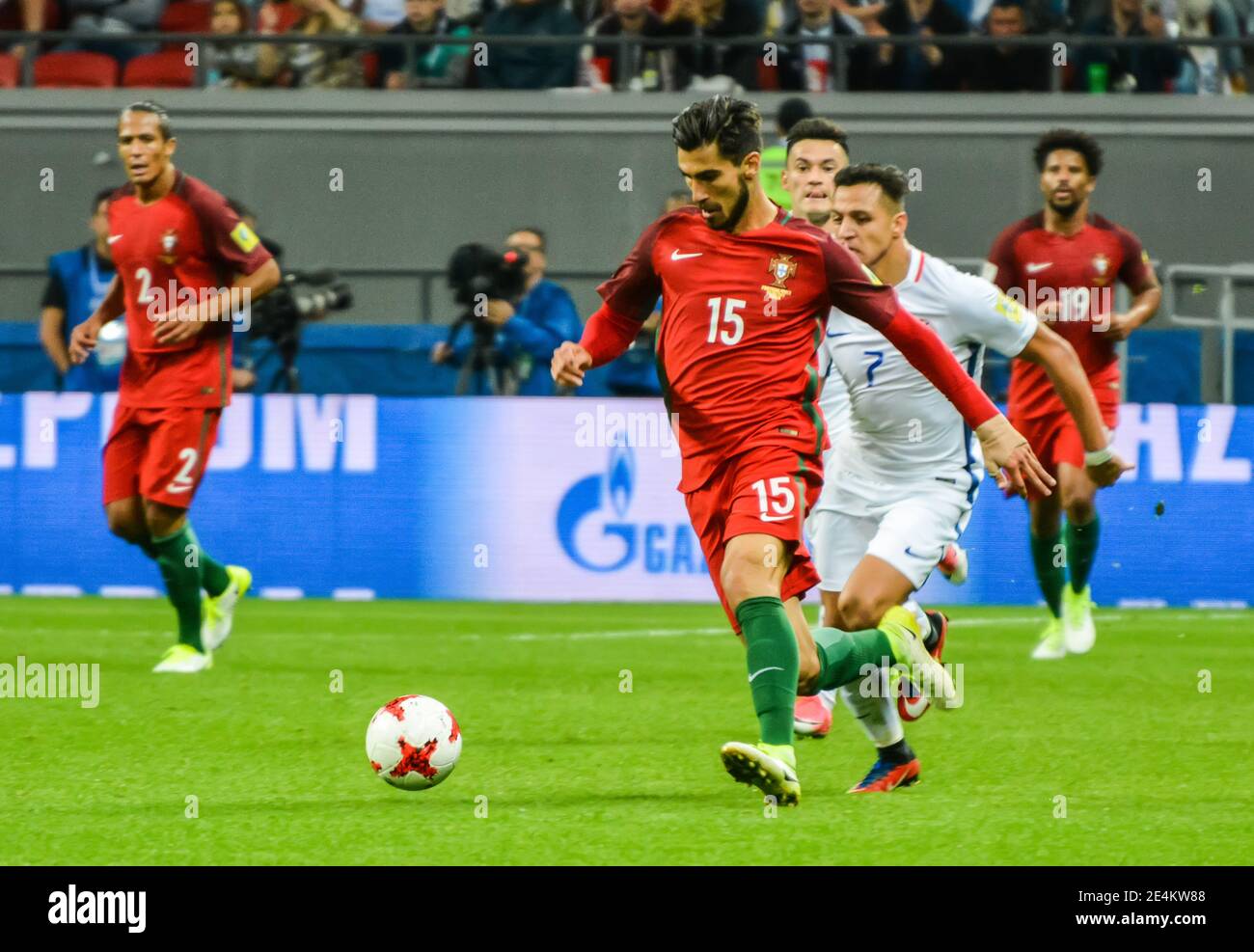 Kazan, Russia – June 28, 2017. Portugal national football team midfielder Andre Gomes in action during FIFA Confederations Cup semi-final Portugal vs Stock Photo