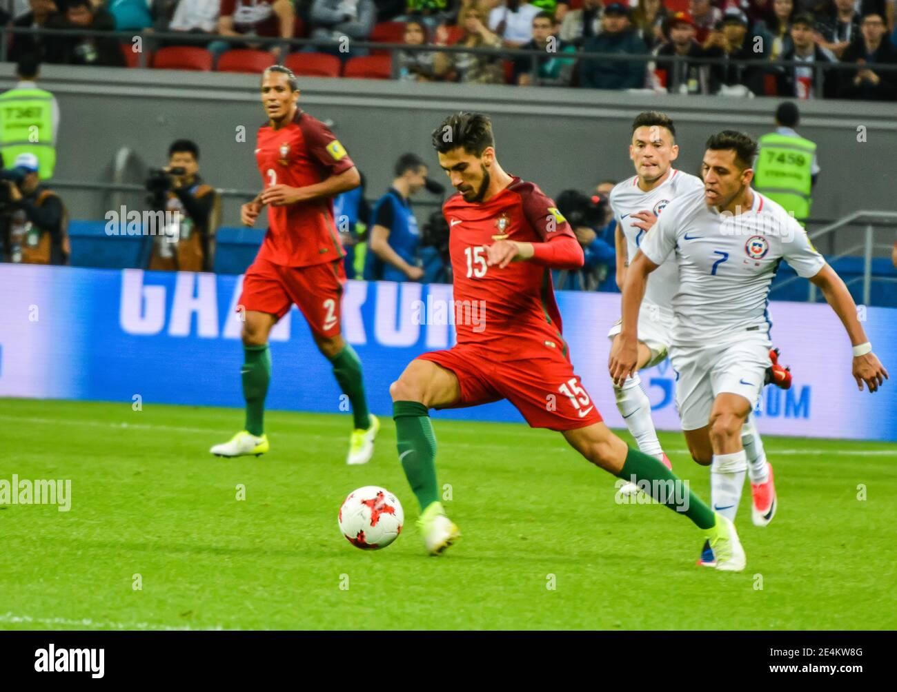 Kazan, Russia – June 28, 2017. Portugal national football team midfielder Andre Gomes in action during FIFA Confederations Cup semi-final Portugal vs Stock Photo